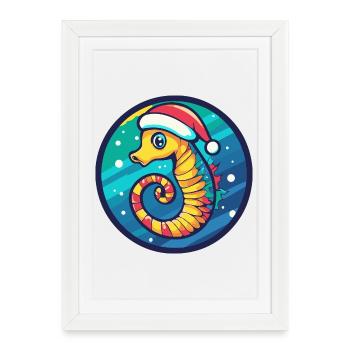 Christmas Seahorse - Framed poster (27 × 37 cm) - white - Front