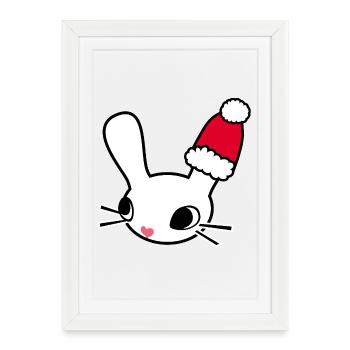Santa Bunny Head - Framed poster (27 × 37 cm) - white - Front
