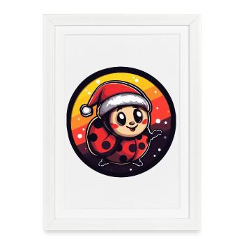 Christmas Ladybug Santa Costume - Framed poster (27 × 37 cm) - white - Front