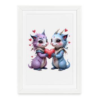 Jumeaux Gâteau Lapin d’Amour - Affiche encadrée (27 × 37 cm) - blanc - Devant