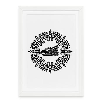Black Aztec symbol - Framed poster (27 × 37 cm) - white - Front