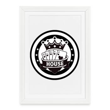 Flush royal de la maison Emblème du poker au cœur - Affiche encadrée (27 × 37 cm) - blanc - Devant