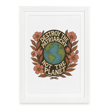 Destroy the Patriarchy Not the Planet - Framed poster (27 × 37 cm) - white - Front