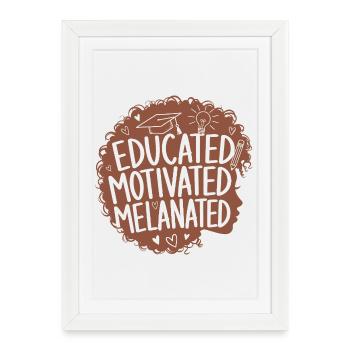 Educated Motivated Melanated Curly Hair Woman - Framed poster (27 × 37 cm) - white - Front