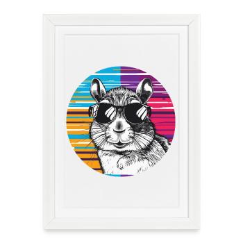 Hamster avec lunettes de soleil - Affiche encadrée (27 × 37 cm) - blanc - Devant
