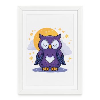 Moonlit Night Owl - Framed poster (27 × 37 cm) - white - Front