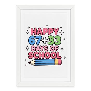 Happy 100 Days School Math Equation - Framed poster (27 × 37 cm) - white - Front