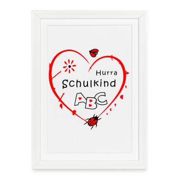 Schoolchild with ladybug - Framed poster (27 × 37 cm) - white - Front