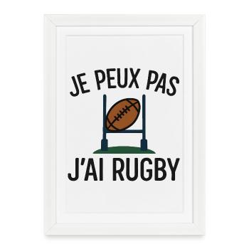 Je peux pas j'ai rugby - Affiche encadrée (27 × 37 cm) - blanc - Devant
