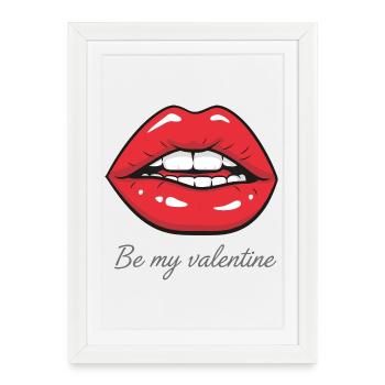 Be my Valentine – Sexy Red Lips Design - Framed poster (27 × 37 cm) - white - Front