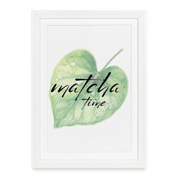 Matcha, Leaf, Green, Time - Framed poster (27 × 37 cm) - white - Front