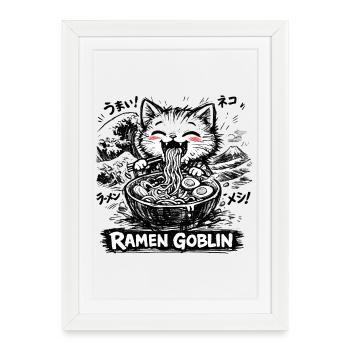 Cats Ramen Noodle Japanese Anime Manga Kawaii - Framed poster (27 × 37 cm) - white - Front