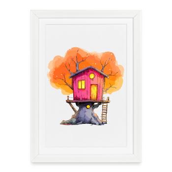 Pink Treehouse Autumn Magic - Framed poster (27 × 37 cm) - white - Front