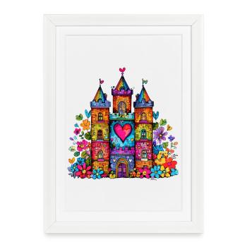 Rainbow Heart Castle - Framed poster (27 × 37 cm) - white - Front