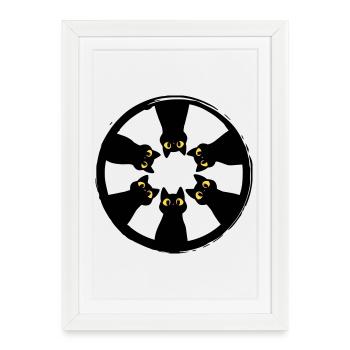 Cat Gaze Circle: Eyes from the Darkness - Framed poster (27 × 37 cm) - white - Front