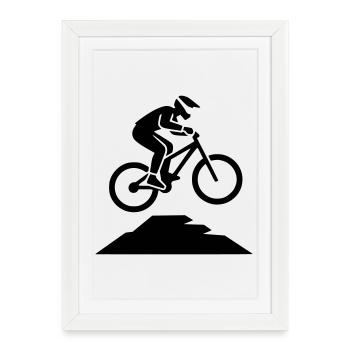 Silhouette du Jump Biker VTT - Affiche encadrée (27 × 37 cm) - blanc - Devant
