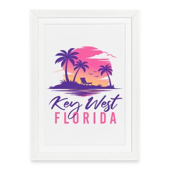 Key West Florida Spring Break Retro Cruise Outfit - Framed poster (27 × 37 cm) - white - Front