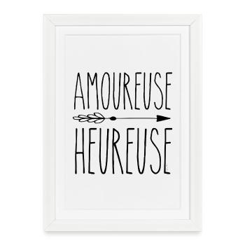 Amoureuse heureuse - Affiche encadrée (27 × 37 cm) - blanc - Devant