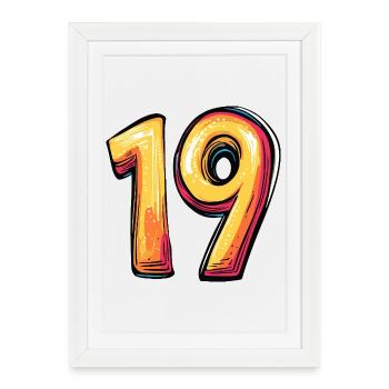 19 Nombre Coloré - Affiche encadrée (27 × 37 cm) - blanc - Devant