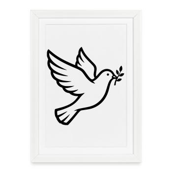 Branche de la Colombe de la Paix Paix - Affiche encadrée (27 × 37 cm) - blanc - Devant