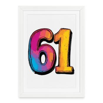 61 Number Colorful - Framed poster (27 × 37 cm) - white - Front