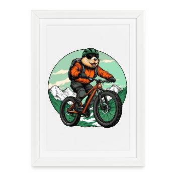 Biker Beaver - Affiche encadrée (27 × 37 cm) - blanc - Devant