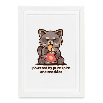 Propulsé par Pure Spite et Snackies - Affiche encadrée (27 × 37 cm) - blanc - Devant