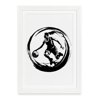 Basketball Player Woman Silhouette - Framed poster (27 × 37 cm) - white - Front