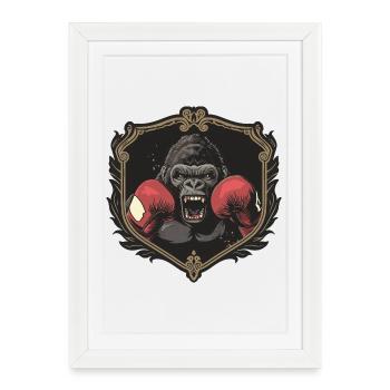 Boxeur Gorilla MMA - Affiche encadrée (27 × 37 cm) - blanc - Devant