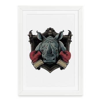 Rhino Boxer MMA - Affiche encadrée (27 × 37 cm) - blanc - Devant