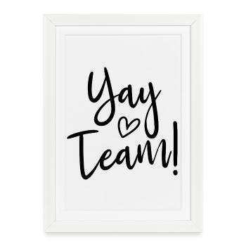 Hourra, l’équipe ! Hourra, équipe de fans de sport sans méfiance - Affiche encadrée (27 × 37 cm) - blanc - Devant