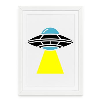 Vaisseau spatial extraterrestre OVNI Light - Affiche encadrée (27 × 37 cm) - blanc - Devant