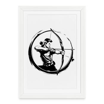 Silhouette de l’homme tireur à l’arc - Affiche encadrée (27 × 37 cm) - blanc - Devant