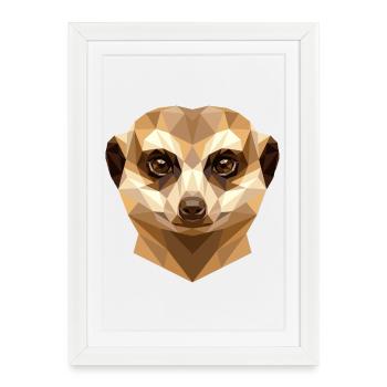 Suricate Suricate Douce Mangouste Suricate - Affiche encadrée (27 × 37 cm) - blanc - Devant