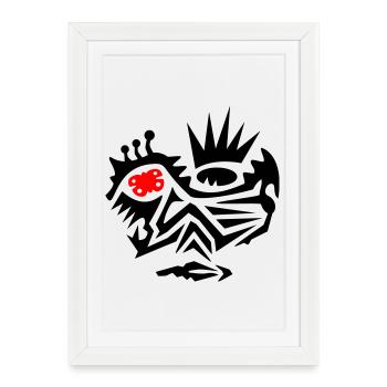 Tatouage facial tribal avec papillon - Affiche encadrée (27 × 37 cm) - blanc - Devant