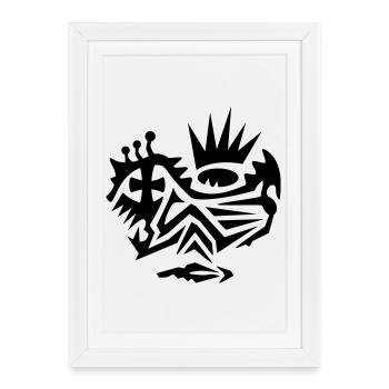 Tatouage tribal sur le visage avec croix - Affiche encadrée (27 × 37 cm) - blanc - Devant