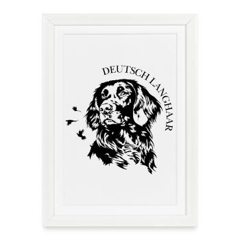 German Longhair Portrait Hunting Dogs Dogs Wilsigns - Framed poster (27 × 37 cm) - white - Front