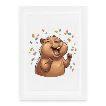 Happy Capybara Capybara - Framed poster (27 × 37 cm) - white - Front