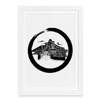 Black Japanese Landscape - Framed poster (27 × 37 cm) - white - Front