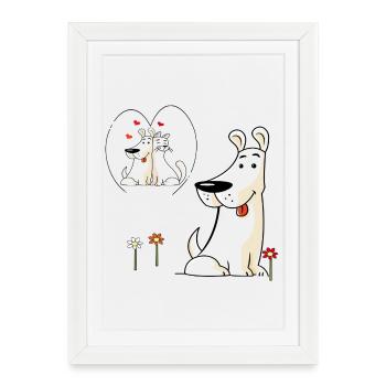 Dog in love - Framed poster (27 × 37 cm) - white - Front