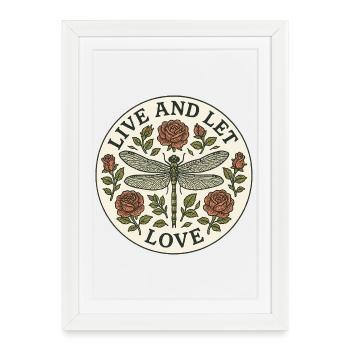 Vivre et Laisser Aimer Dragonfly Circle - Affiche encadrée (27 × 37 cm) - blanc - Devant