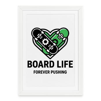 Vie de board, t-shirt de skateur stylé, sweat à capuche, sac - Affiche encadrée (27 × 37 cm) - blanc - Devant