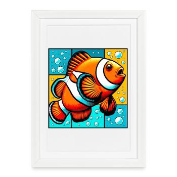 Poisson-clown - Affiche encadrée (27 × 37 cm) - blanc - Devant