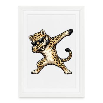 Dabbing Leopard - Framed poster (27 × 37 cm) - white - Front