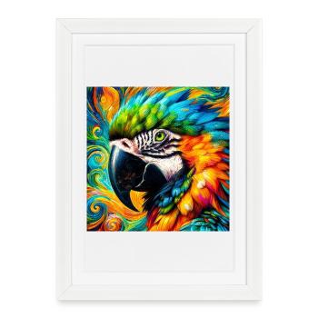 perroquet - Affiche encadrée (27 × 37 cm) - blanc - Devant