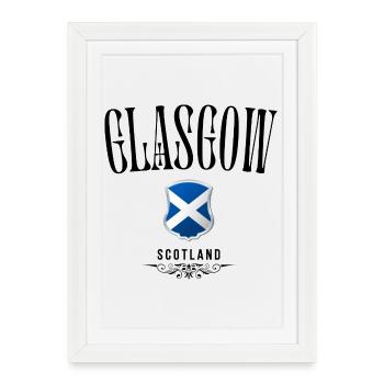 Souvenir de Glasgow, design élégant Glasgow - Affiche encadrée (27 × 37 cm) - blanc - Devant