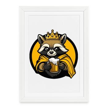 Raccoon Bière Drôle - Affiche encadrée (27 × 37 cm) - blanc - Devant