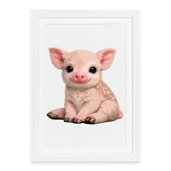 Piglet Cuddle Illustration - Framed poster (27 × 37 cm) - white - Front