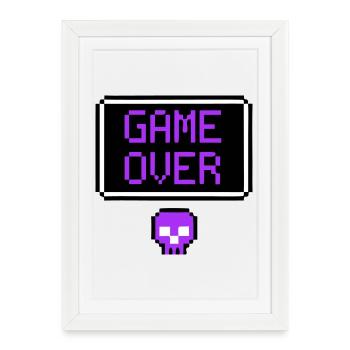 Game Over Skull Pixel Art - Framed poster (27 × 37 cm) - white - Front