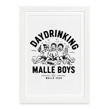 Malle 2026 Garçons de jour à boire en journée 2026 - Affiche encadrée (27 × 37 cm) - blanc - Devant